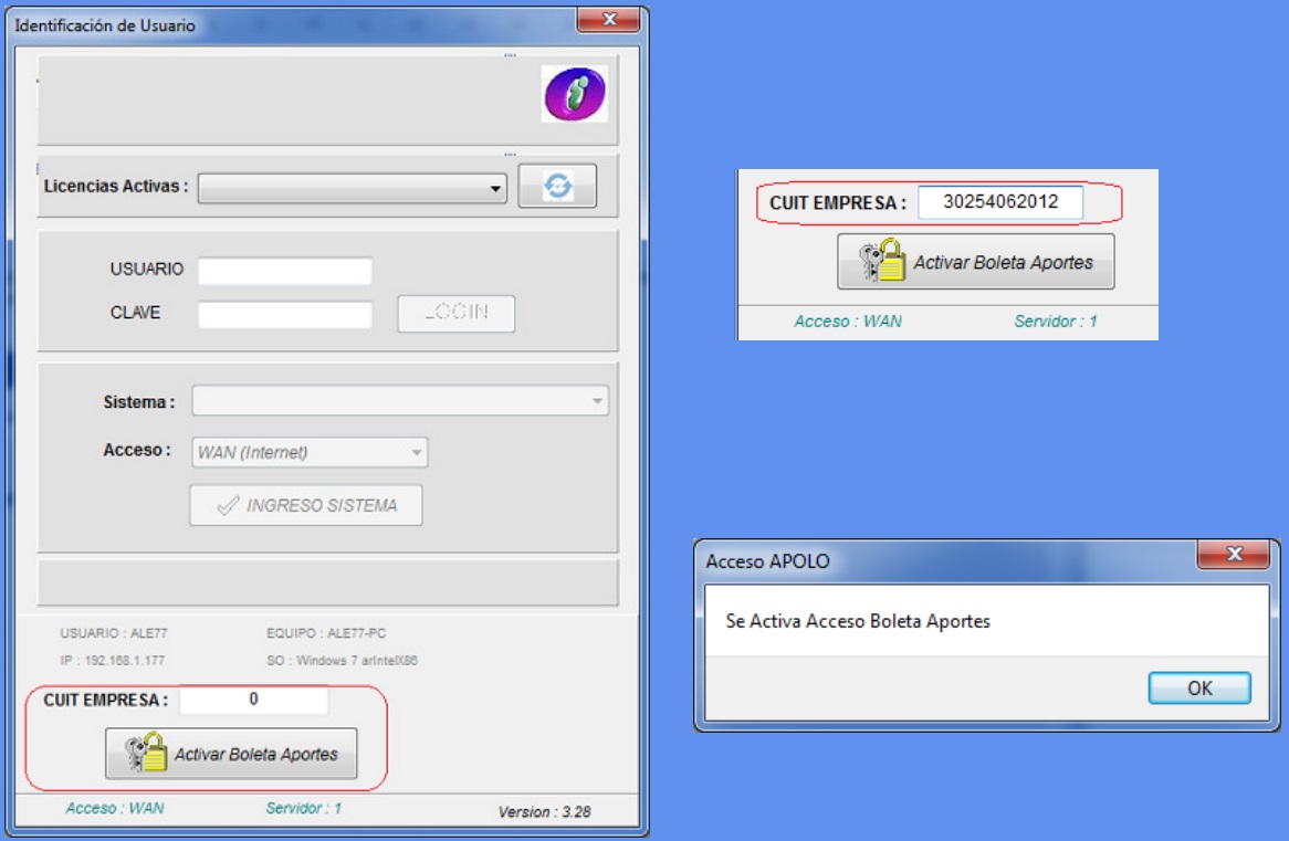 Activar Boleta de Aportes